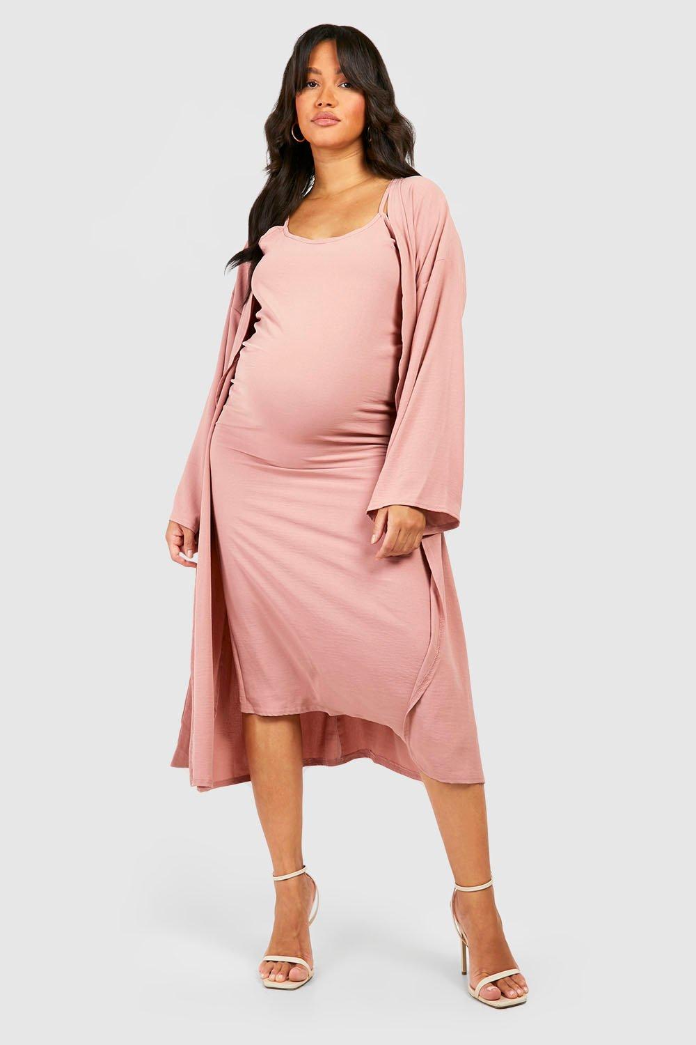 Boohoo pink maternity clearance dress